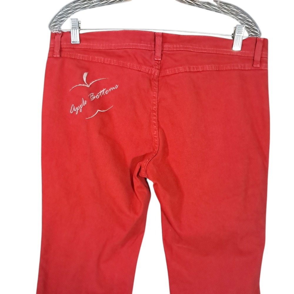 Y2K Red Apple Bottom Jeans Low Rise Apple Embroidered No Back Pockets‎ Size 12 - Picture 6 of 14